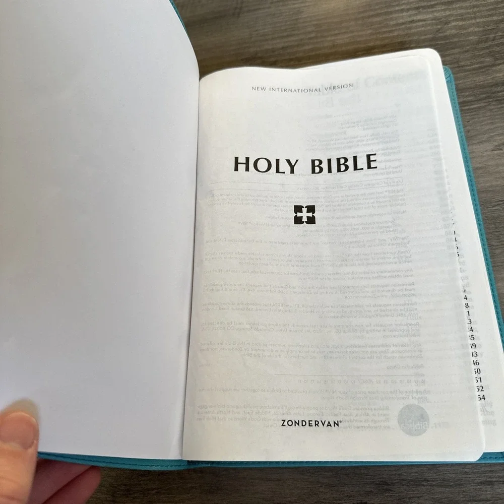 Zondervan Holy Bible Thinline Teal NIV New International Version Large Print